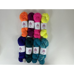 Image shows 1 skein of superwash Merino and BioNylon DK Range