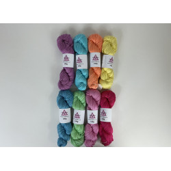 Image shows 8 skeins of Pima Cotton DK colour range