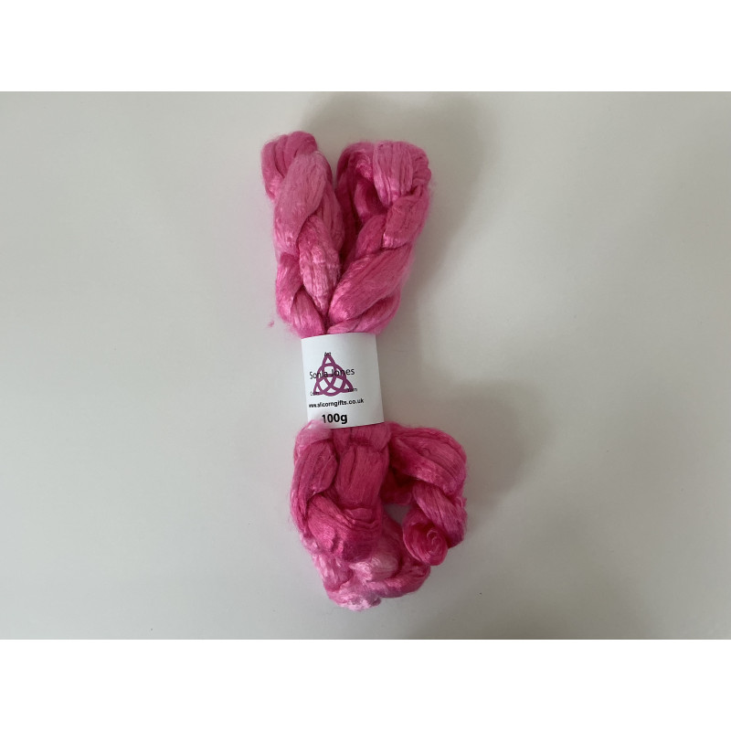 Image shows 1 braid of Bamboo fibre Pink